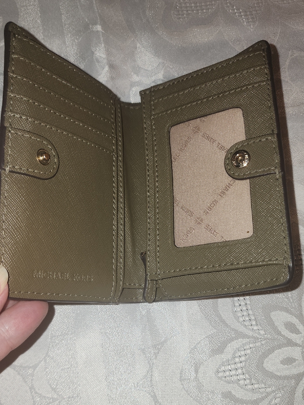 Michael Kors Saffiano Leather Bifold Wallet Olive Green - Picture 4 of 6